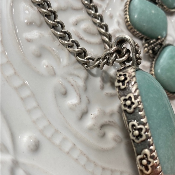 Lucky Brand Elegant Silver and Turquoise Jewelry Necklace Bracelet Set Vintage - Picture 8 of 12